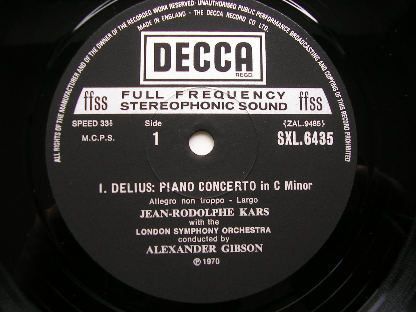 SXL 6435 DELIUS: PIANO CONCERTO / DEBUSSY: FANTAISIE      KARS / LONDON SYMPHONY / GIBSON    ED4