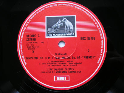 SCHUMANN: THE FOUR SYMPHONIES    SAWALLISCH / DRESDEN STATE ORCHESTRA      3LP    SLS 867
