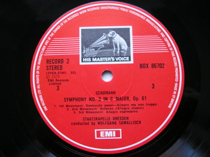 SCHUMANN: THE FOUR SYMPHONIES    SAWALLISCH / DRESDEN STATE ORCHESTRA      3LP    SLS 867