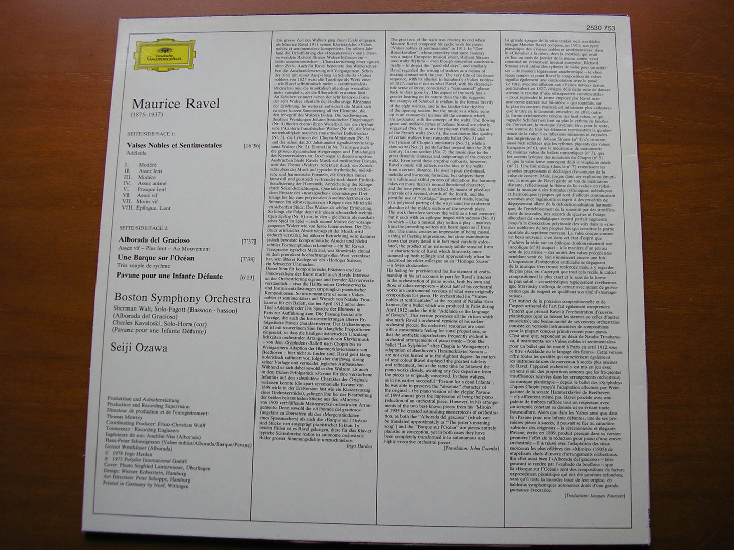 RAVEL: VALSES NOBLES ET SENTIMENTALES / PAVANE / ALBORADA DEL GRACIOSO      OZAWA / BOSTON SYMPHONY ORCHESTRA    2530 753