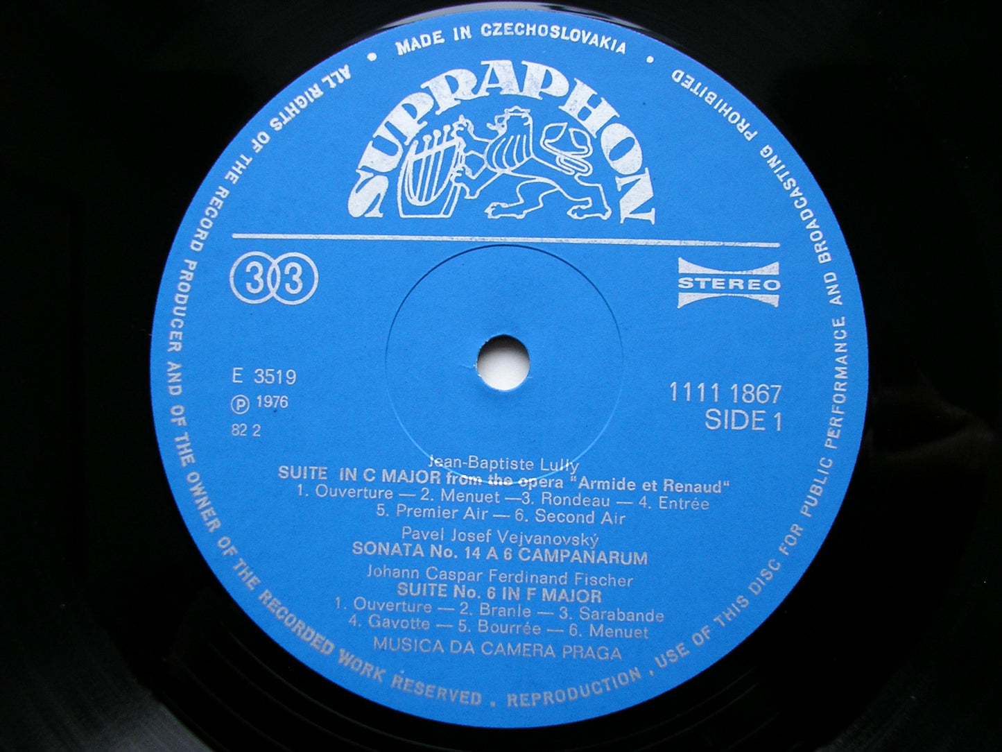 BAROQUE SUITES: TELEMANN / LULLY / SCHEIDT / FISCHER / VEJVANOVSKY      MUSICA DA CAMERA PRAGUE     1111 1867