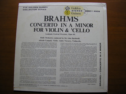 BRAHMS: CONCERTO FOR VIOLIN & CELLO     CAMPOLI / NAVARRA / HALLE ORCHESTRA / BARBIROLLI   GSGC 14009
