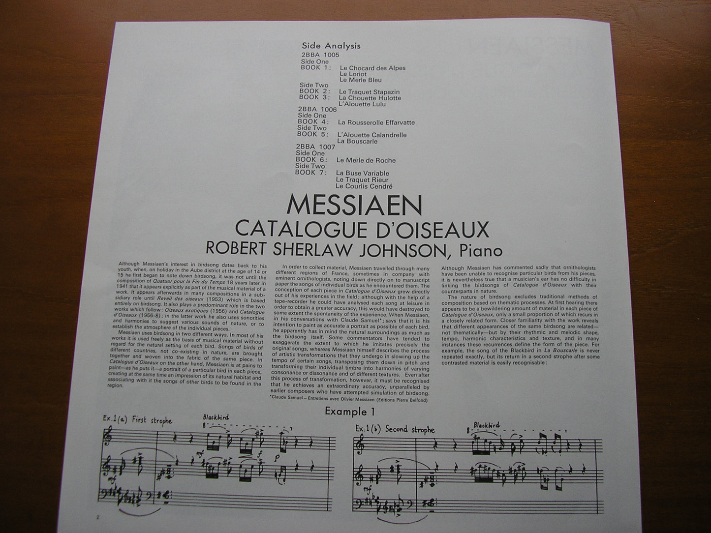 MESSIAEN: CATALOGUE D'OISEAU     ROBERT SHERLAW JOHNSON      3 LP      2BBA 1005 / 7