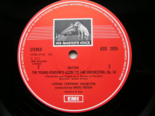 BRITTEN: YOUNG PERSON'S GUIDE TO THE ORCHESTRA / PROKOFIEV: PETER & THE WOLF    FARROW / LONDON SYMPHONY / PREVIN     ASD 2935