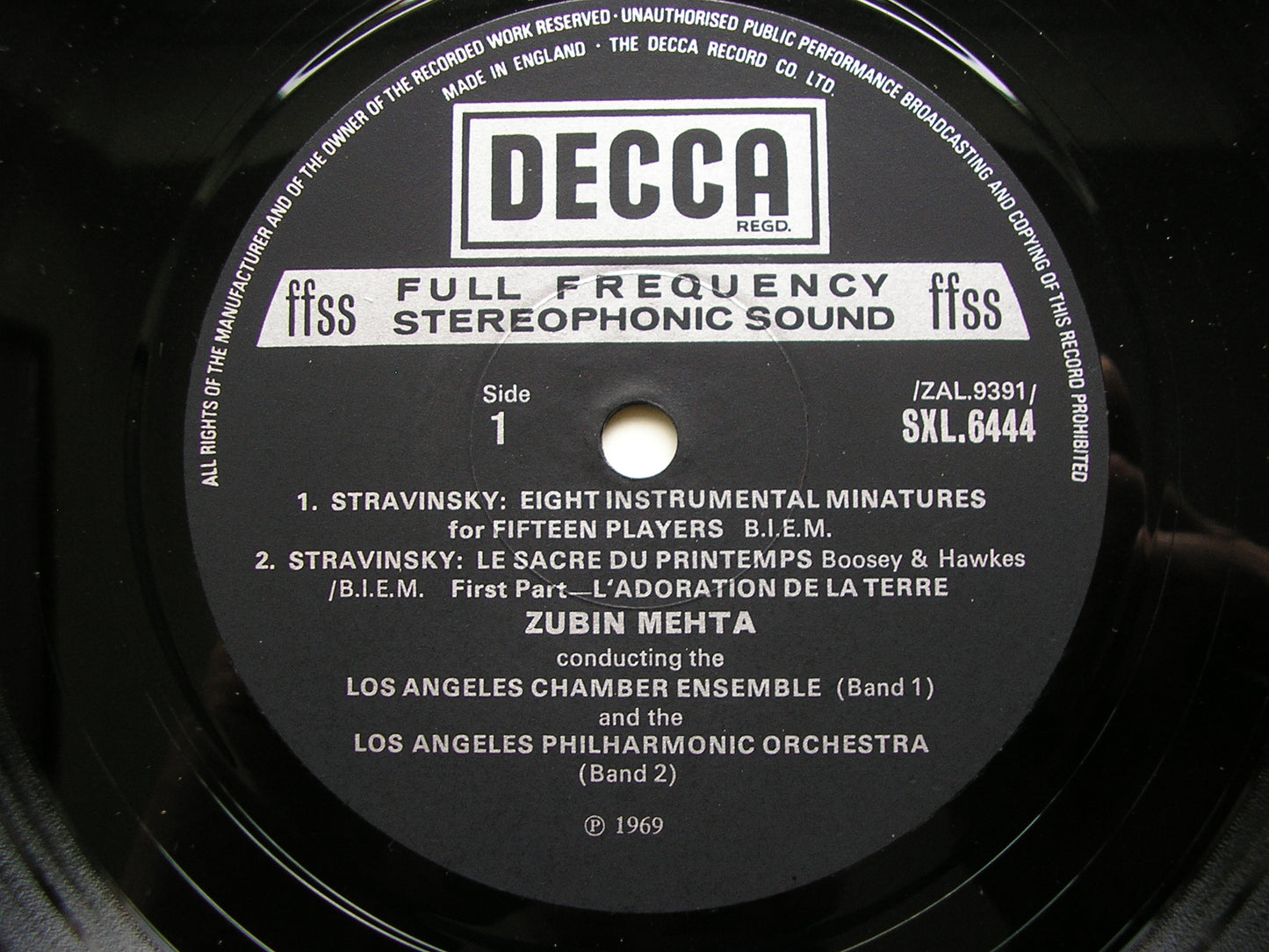 SXL 6444 STRAVINSKY: THE RITE OF SPRING / 8 INSTRUMENTAL MINIATURES    MEHTA / LOS ANGELES PHILHARMONIC    ED4