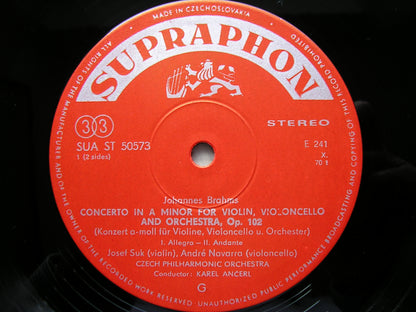 BRAHMS: CONCERTO FOR VIOLIN & CELLO / TRAGIC OVERTURE    SUK / NAVARRA / CZECH PHILHARMONIC / ANCERL    SUA ST 50573