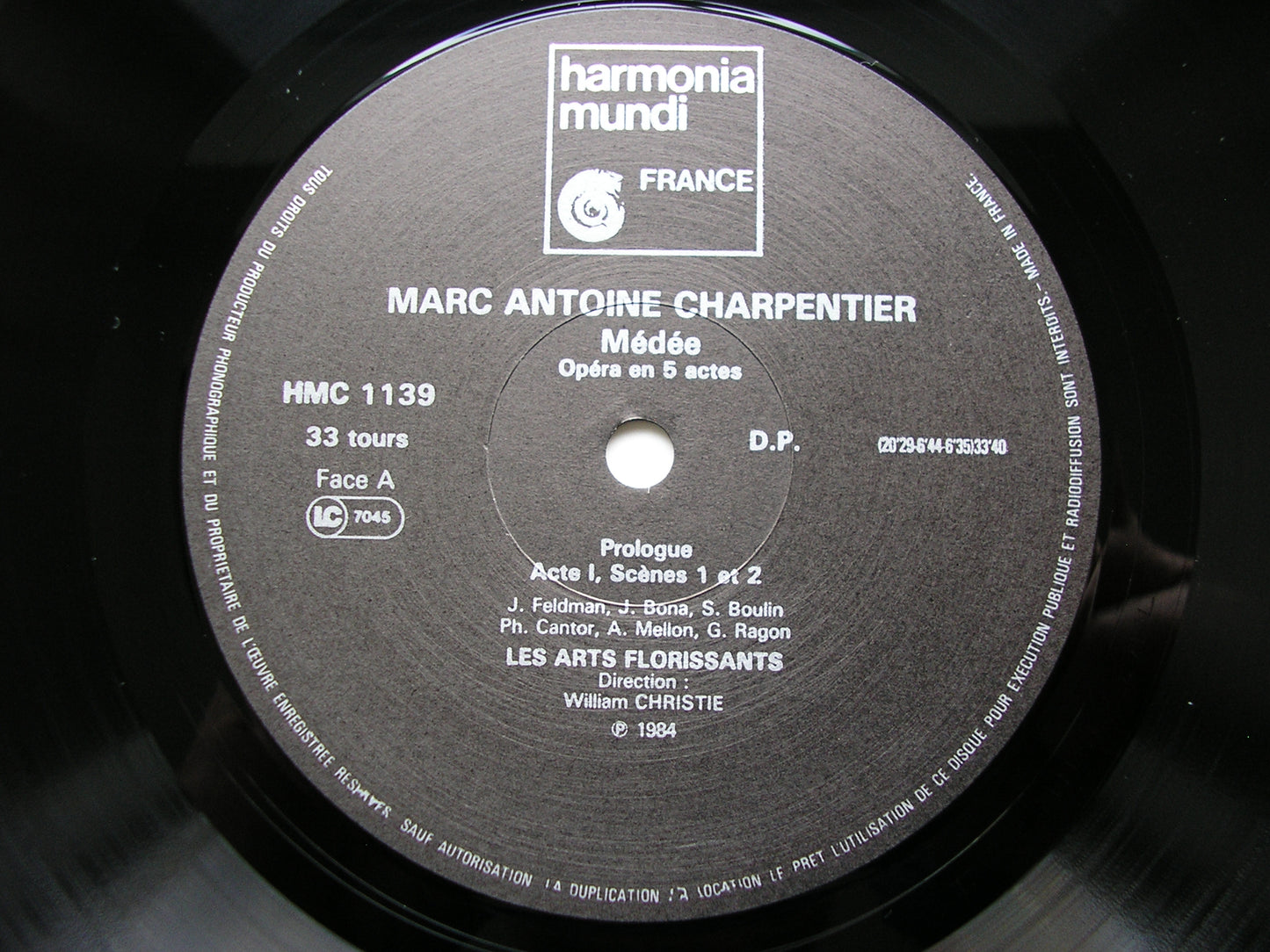 CHARPENTIER: MEDEE   FELDMAN / RAGON / MELLON / BONA / LES ARTS FLORISSANTS / CHRISTIE     3LP     HMC 1139-41