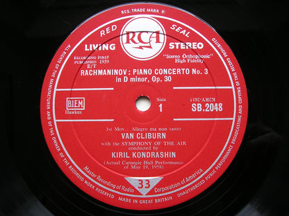 RACHMANINOV: PIANO CONCERTO No. 3      VAN CLIBURN / SYMPHONY OF THE AIR / KONDRASHIN     SB 2048