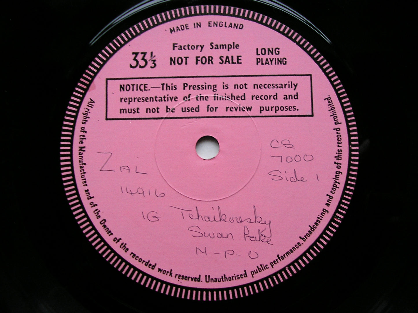 TCHAIKOVSKY: SWAN LAKE  complete ballet     BONYNGE / NATIONAL PHILHARMONIC    3LP       test pressing       D37D 3