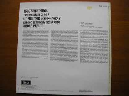 RACHMANINOV: PIANO CONCERTO No. 3      ASHKENAZY / LONDON SYMPHONY / PREVIN     SXL 6555