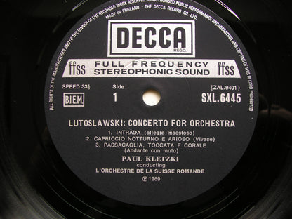 SXL 6445 HINDEMITH: MATHIS DER MALER / LUTOSLAWSKI: CONCERTO FOR ORCHESTRA / SUISSE ROMANDE / KLETZKI     ED4