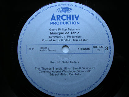 TELEMANN: TAFELMUSIK  Production 1     SCHOLA CANTORUM BASILIENSIS / WENZINGER      2LP      2708 008