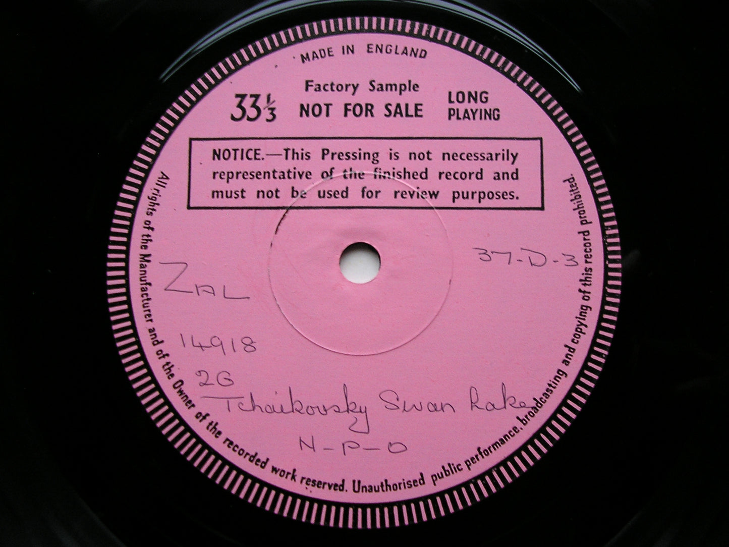 TCHAIKOVSKY: SWAN LAKE  complete ballet     BONYNGE / NATIONAL PHILHARMONIC    3LP       test pressing       D37D 3