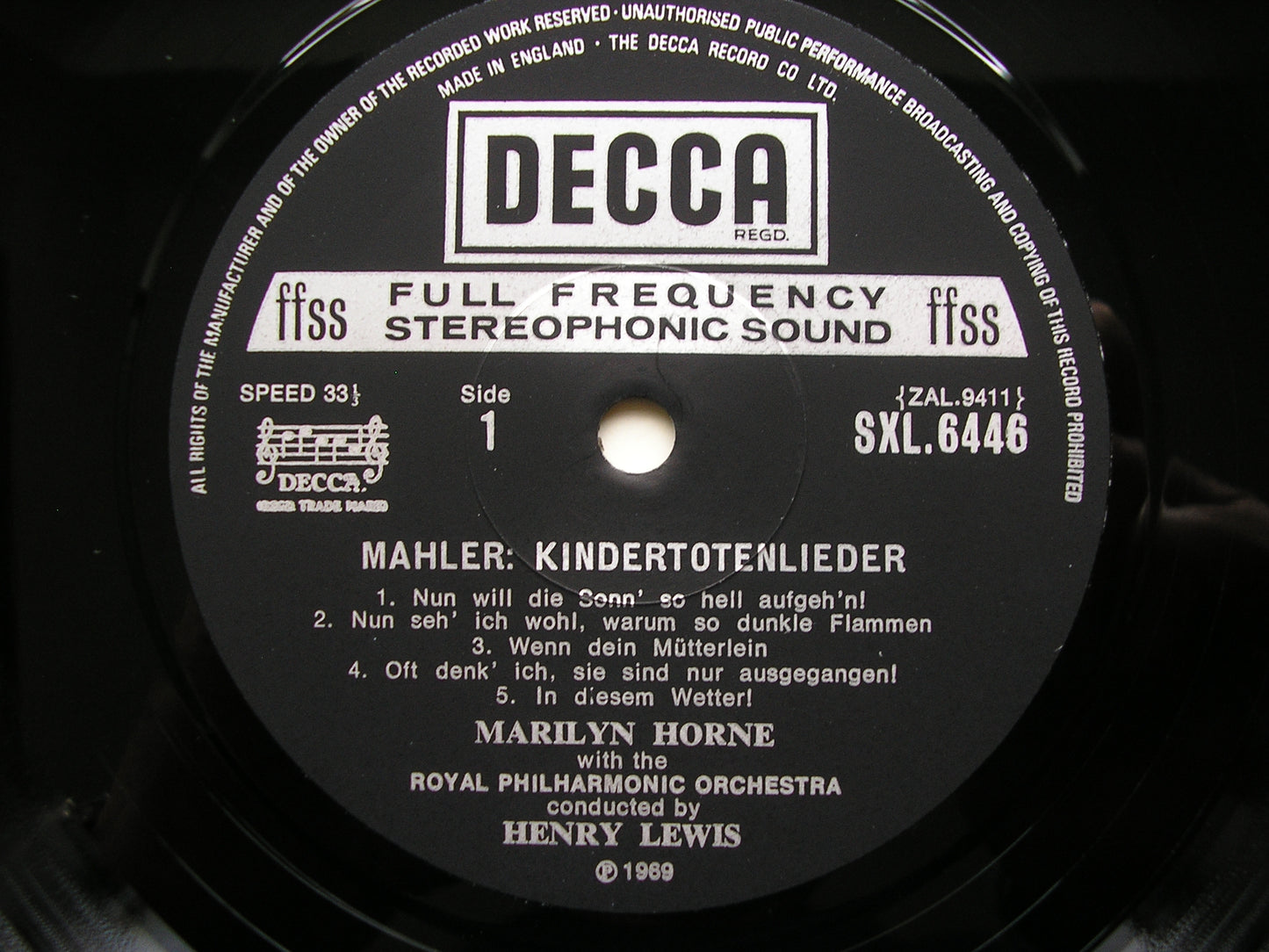 SXL 6446 MAHLER: KINDERTOTENLIEDER / WAGNER: WESENDONK LIEDER     HORNE / ROYAL PHILHARMONIC / LEWIS    ED4