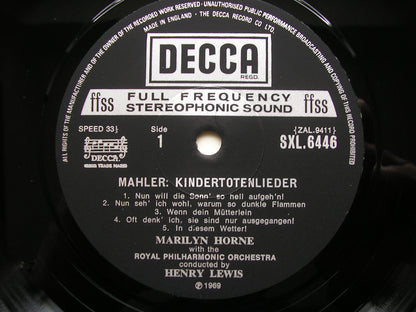 SXL 6446 MAHLER: KINDERTOTENLIEDER / WAGNER: WESENDONK LIEDER     HORNE / ROYAL PHILHARMONIC / LEWIS    ED4