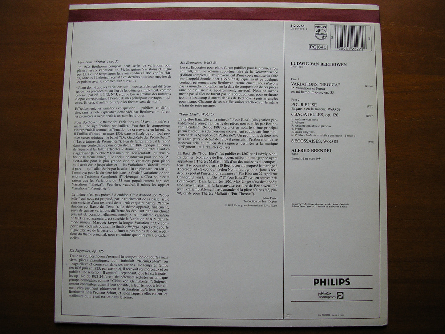 BEETHOVEN:  EROICA VARIATIONS / POUR ELISE / SIX BAGATELLES     ALFRED BRENDEL    412 227