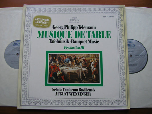 TELEMANN: TAFELMUSIK  Production 3      WENZINGER / SCHOLA CANTORUM BASILIENSIS     2LP     2708 010