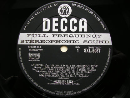 SXL 6037  HERMANN PREY SINGS SCHUBERT / SCHUMANN / BRAHMS / STRAUSS       KARL ENGEL        ED1