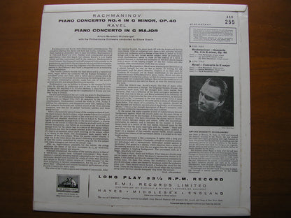RACHMANINOV: PIANO CONCERTO No. 4 / RAVEL: CONCERTO in G      MICHELANGELI / PHILHARMONIA / GRACIS     ASD 255