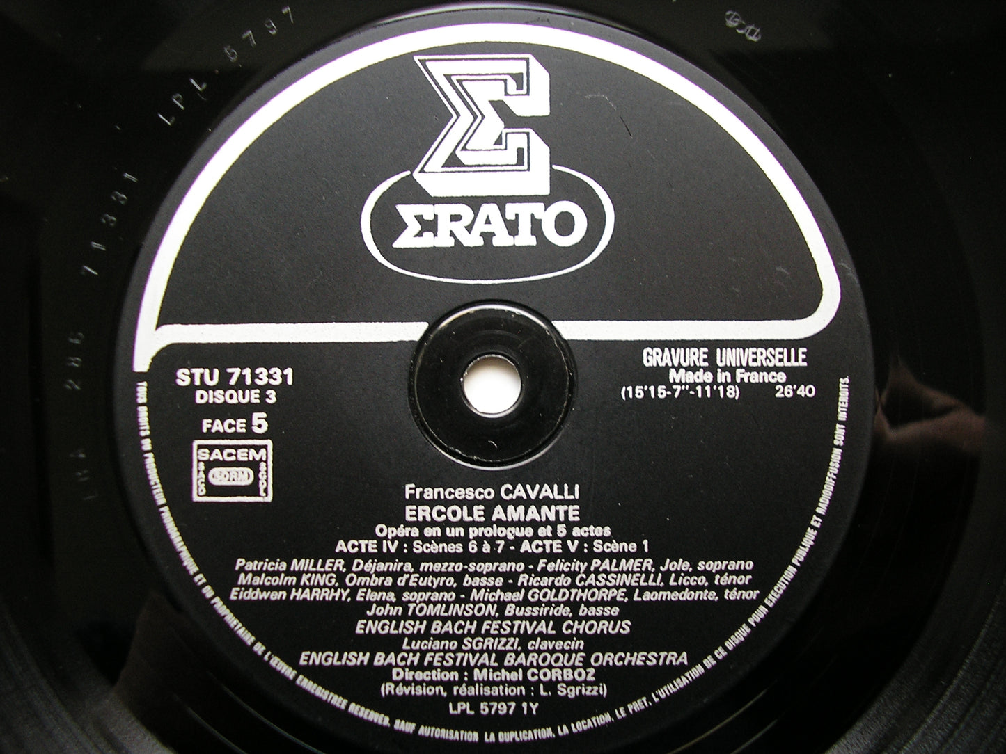 CAVALLI: ERCOLE AMANTE   MINTON / MILLER / PALMER / COLD / LEWIS / ENGLISH BACH FESTIVAL BAROQUE ORCHESTRA / CORBOZ   3LP   STU 71328