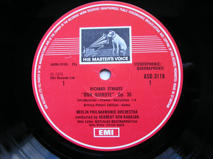 STRAUSS: DON QUIXOTE      ROSTROPOVICH / BERLIN PHILHARMONIC / KARAJAN      ASD 3118