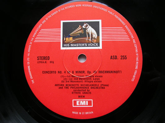 RACHMANINOV: PIANO CONCERTO No. 4 / RAVEL: CONCERTO in G      MICHELANGELI / PHILHARMONIA / GRACIS     ASD 255
