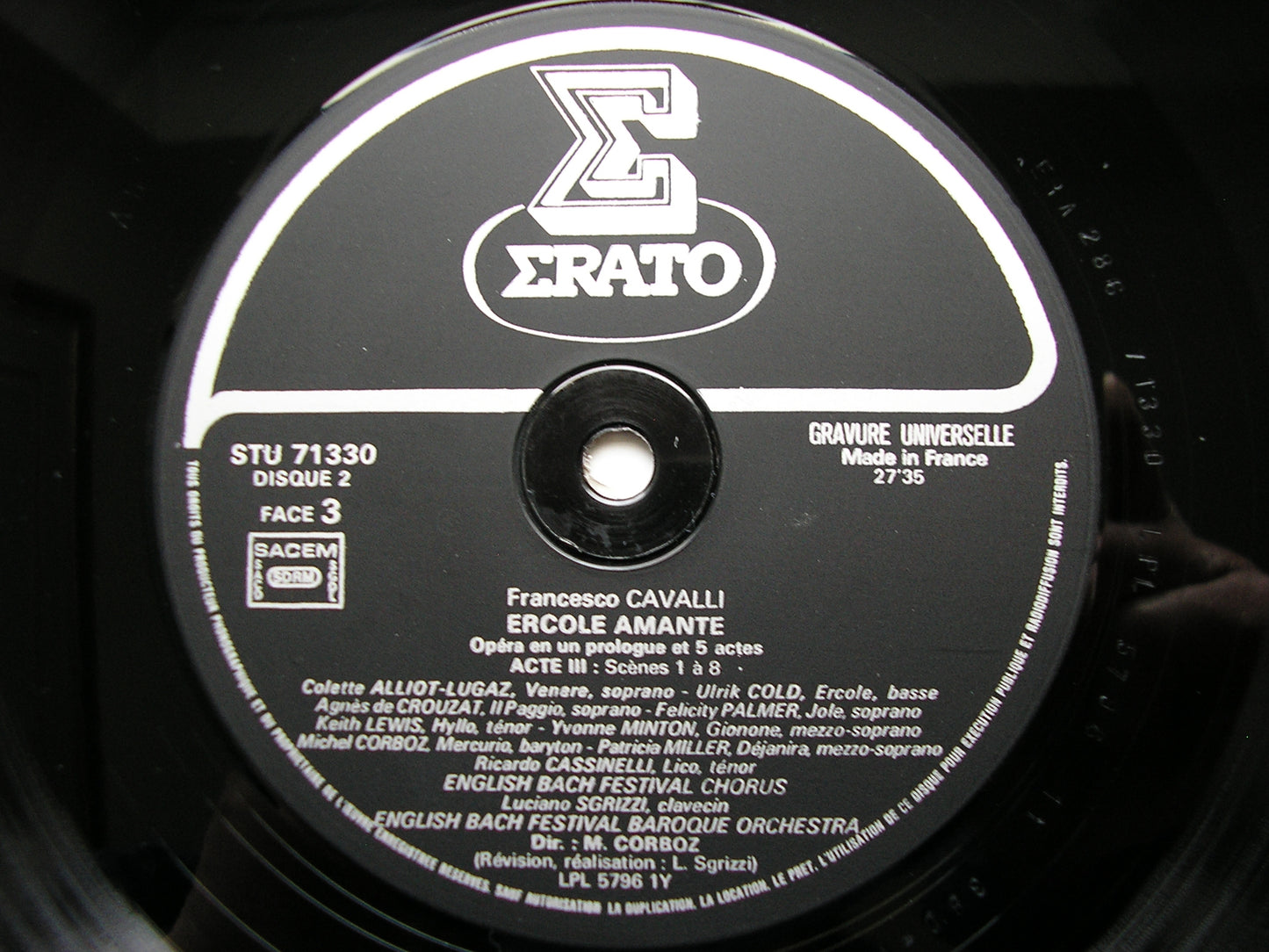 CAVALLI: ERCOLE AMANTE   MINTON / MILLER / PALMER / COLD / LEWIS / ENGLISH BACH FESTIVAL BAROQUE ORCHESTRA / CORBOZ   3LP   STU 71328