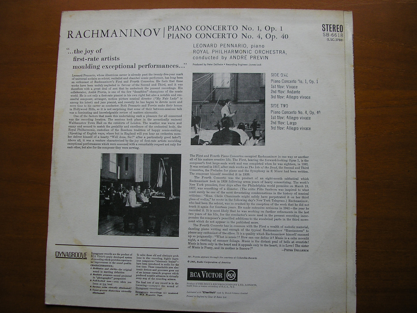 RACHMANINOV: PIANO CONCERTOS Nos. 1 - 4       PENNARIO / ROYAL PHILHARMONIC / PREVIN     SB  6618