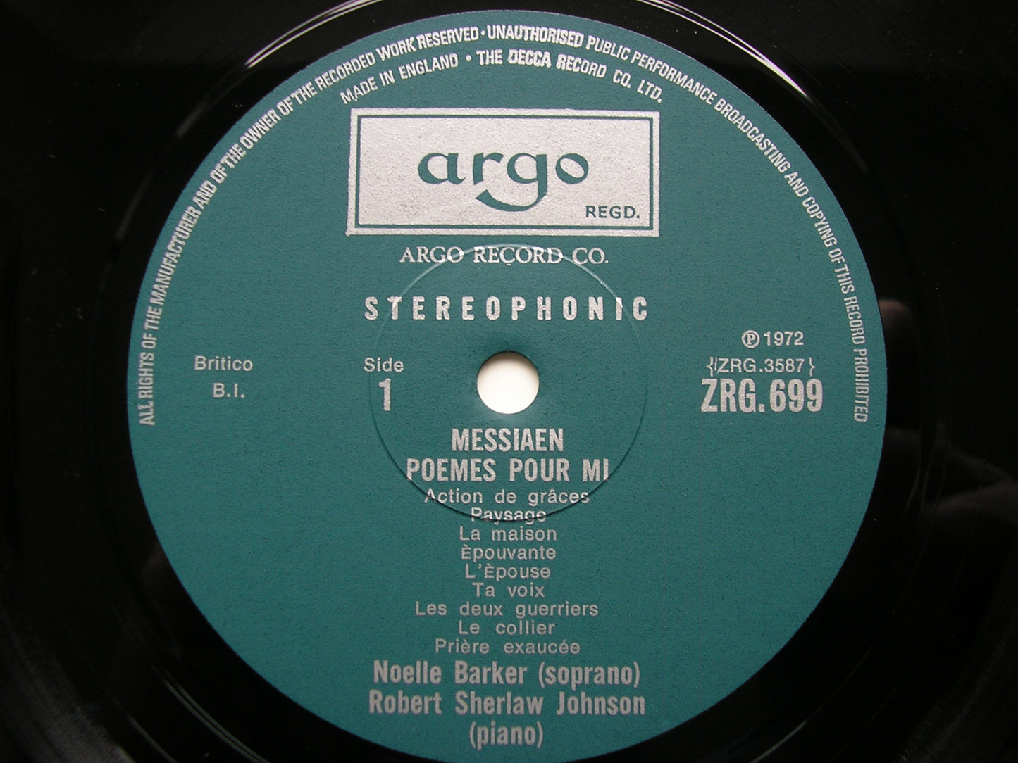 MESSIAEN: POEMES POUR MI / CHANTS DE TERRE ET DE CIEL      NOELLE BARKER / ROBERT SHERLAW JOHNSON      ZRG 699