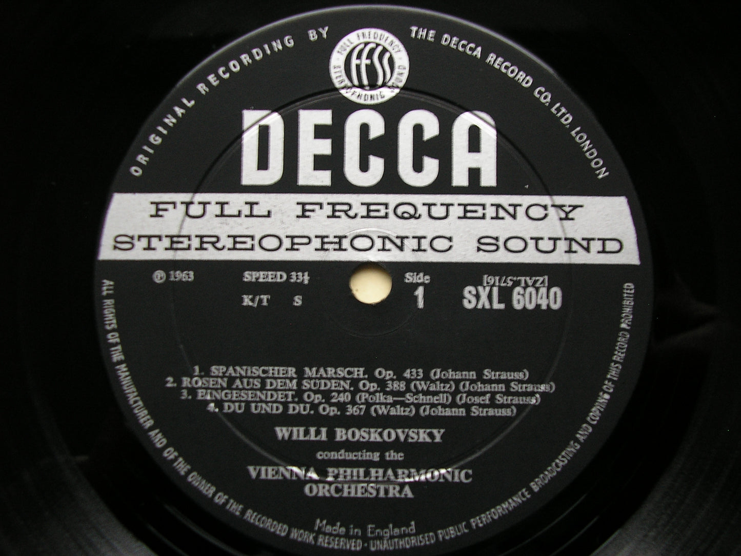 SXL 6040  STRAUSS: TALES FROM THE VIENNA WOODS / MARCHES / POLKAS / WALTZES     BOSKOVSKY / VIENNA PHILHARMONIC      ED1
