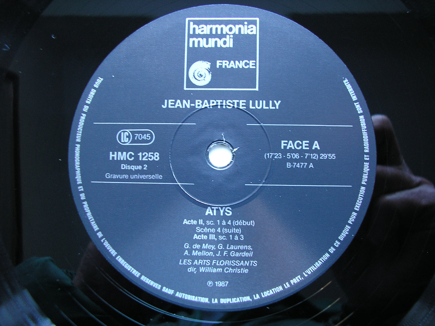 LULLY: ATYS      DE MEY / LAURENS / MELLON / GARDEIL / LES ARTS FLORISSANTS / CHRISTIE    3LP     HMC 1257-59