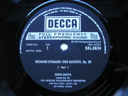 STRAUSS: DON QUIXOTE       REHER / LOS ANGELES PHILHARMONIC / MEHTA      SXL 6634