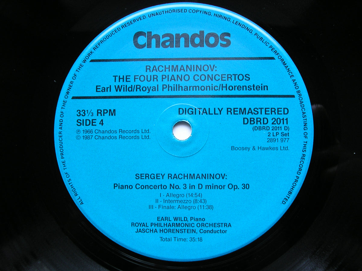 RACHMANINOV: THE FOUR PIANO CONCERTOS / RHAPSODY    WILD / ROYAL PHILHARMONIC / HORENSTEIN    2LP     DBRD 2011