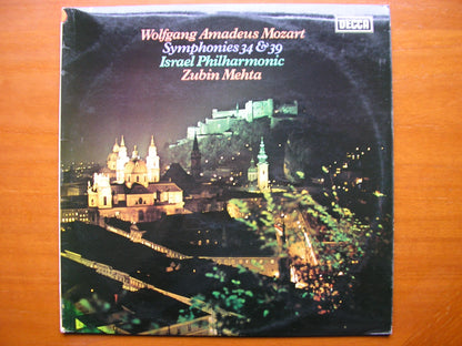 MOZART: SYMPHONIES Nos. 34  &  39      MEHTA / ISRAEL PHILHARMONIC   test pressing     SXL 6833