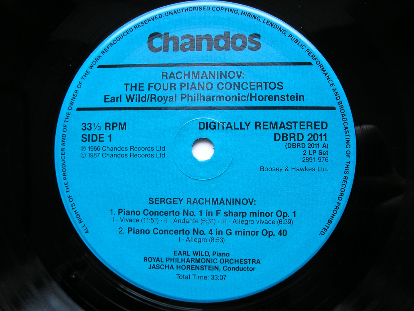 RACHMANINOV: THE FOUR PIANO CONCERTOS / RHAPSODY    WILD / ROYAL PHILHARMONIC / HORENSTEIN    2LP     DBRD 2011