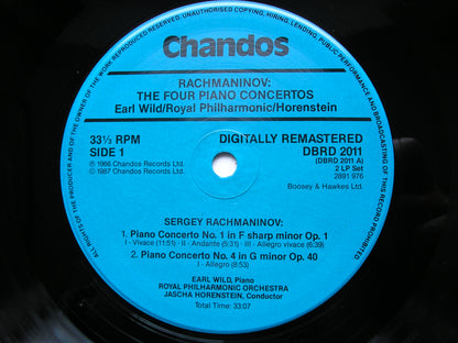 RACHMANINOV: THE FOUR PIANO CONCERTOS / RHAPSODY    WILD / ROYAL PHILHARMONIC / HORENSTEIN    2LP     DBRD 2011