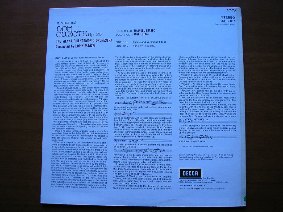 STRAUSS: DON QUIXOTE     BRABEC / VIENNA PHILHARMONIC / MAAZEL     SXL 6367