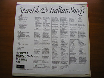 TERESA BERGANZA SINGS SPANISH & ITALIAN SONGS      BERGANZA / LAVILLA     test pressing     SXL 6005