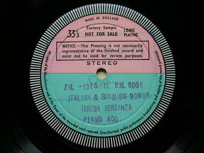 TERESA BERGANZA SINGS SPANISH & ITALIAN SONGS      BERGANZA / LAVILLA     test pressing     SXL 6005