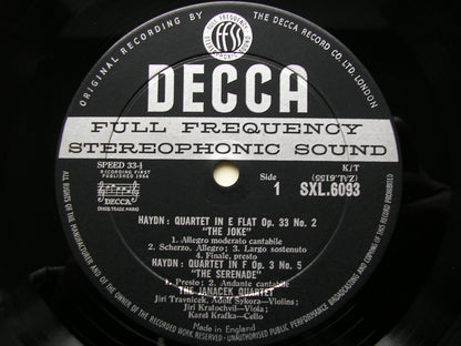 SXL 6043  DVORAK: PIANO QUINTET / SCHUBERT: QUARTET MOVEMENT D.703     CURZON / VIENNA PHILHARMONIC QUARTET      ED1