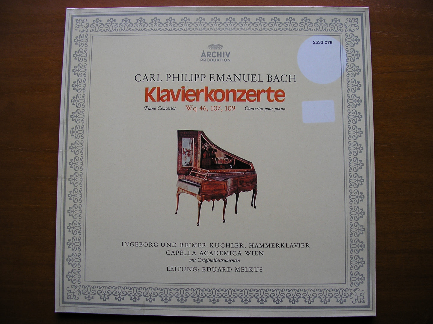 BACH CPE: PIANO CONCERTOS     INGEBORG & REIMER KUCHLER / CAPELLA ACADEMICA WIEN / MELKUS     2533 078