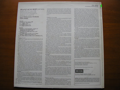 SCHUBERT: SYMPHONY No. 6 / ROSAMUNDE      MEHTA / ISRAEL PHILHARMONIC    test pressing    SXL 6891
