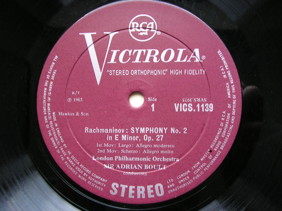 RACHMANINOV: SYMPHONY No. 2       BOULT / LONDON PHILHARMONIC     VICS 1139