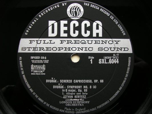 SXL 6044  DVORAK: SYMPHONY No. 8 / SCHERZO CAPRICCIOSO    KERTESZ / LONDON SYMPHONY     ED1