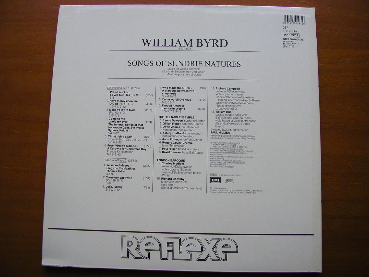 BYRD: SONGS OF SUNDRIE NATURES      LONDON BAROQUE    270597