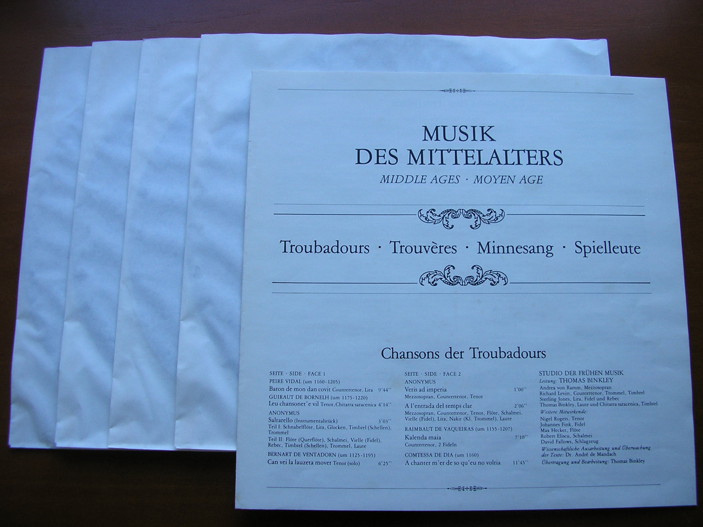 MUSIC OF THE MIDDLE AGES    BINKLEY / STUDIO DER FRUHEN MUSIK   DAS ALTE WERK 6.35412