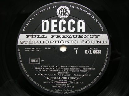 SXL 6038  OPERA ARIAS: VERDI / RACHMANINOV / RIMSKY-KORSAKOV / MUSSORGSKY      GHIAUROV / LONDON SYMPHONY / DOWNES      ED1