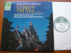 RACHMANINOV: VESPERS Op. 37      FORRESTER / TUCKER / WASHINGTON CHORAL ARTS SOCIETY / MSTISLAV ROSTROPOVICH      NUM 75319