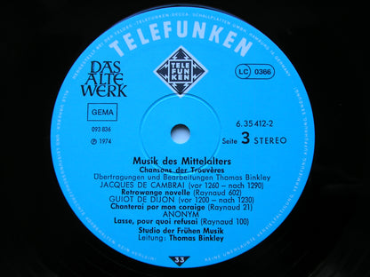 MUSIC OF THE MIDDLE AGES    BINKLEY / STUDIO DER FRUHEN MUSIK   DAS ALTE WERK 6.35412