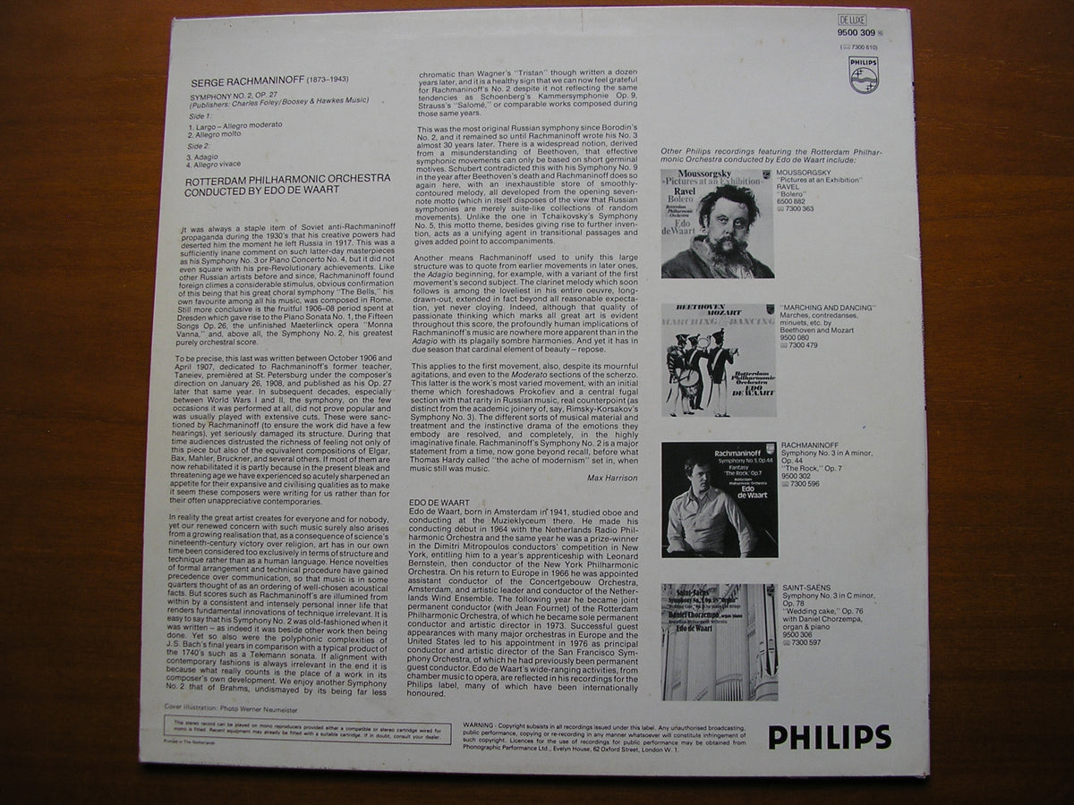 RACHMANINOV: SYMPHONY No.2      DE WAART / ROTTERDAM PHILHARMONIC     9500 309